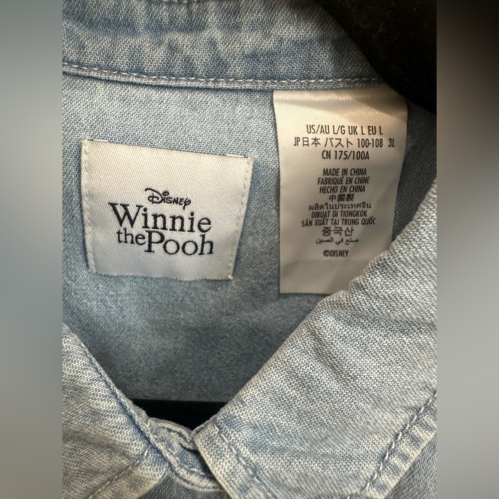 NEW Disney Shirt Womens Large Winnie the Pooh Eeyore Denim Long Sleeve Parks - Picture 4 of 6